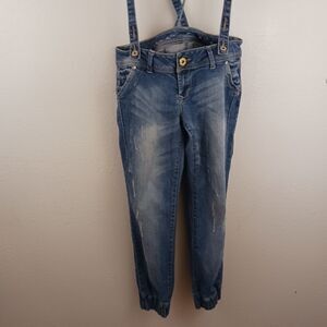 Celebrity Pink skinny jeans with suspenders size 7